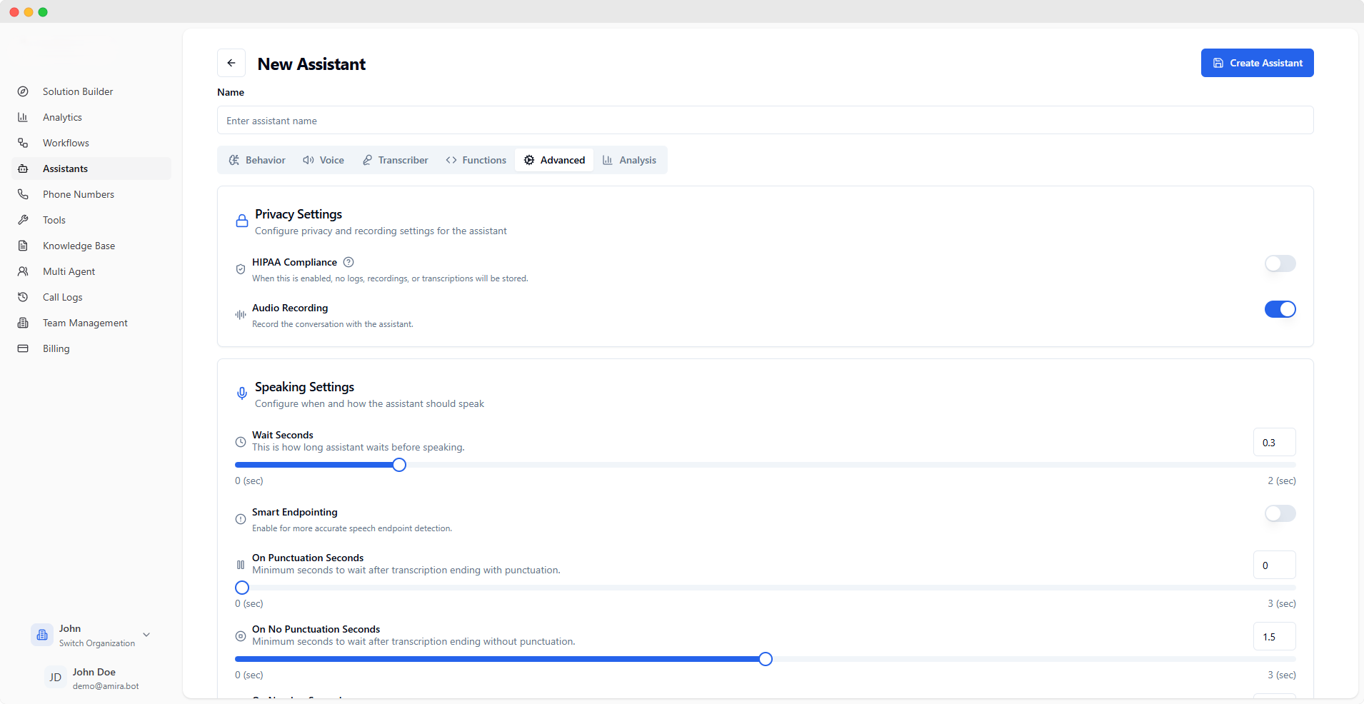 Assistant Advanced Configuration