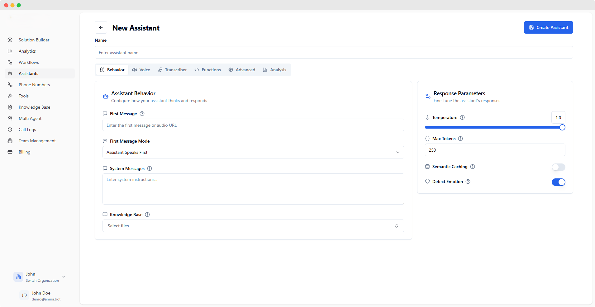 Assistant Behavior Configuration