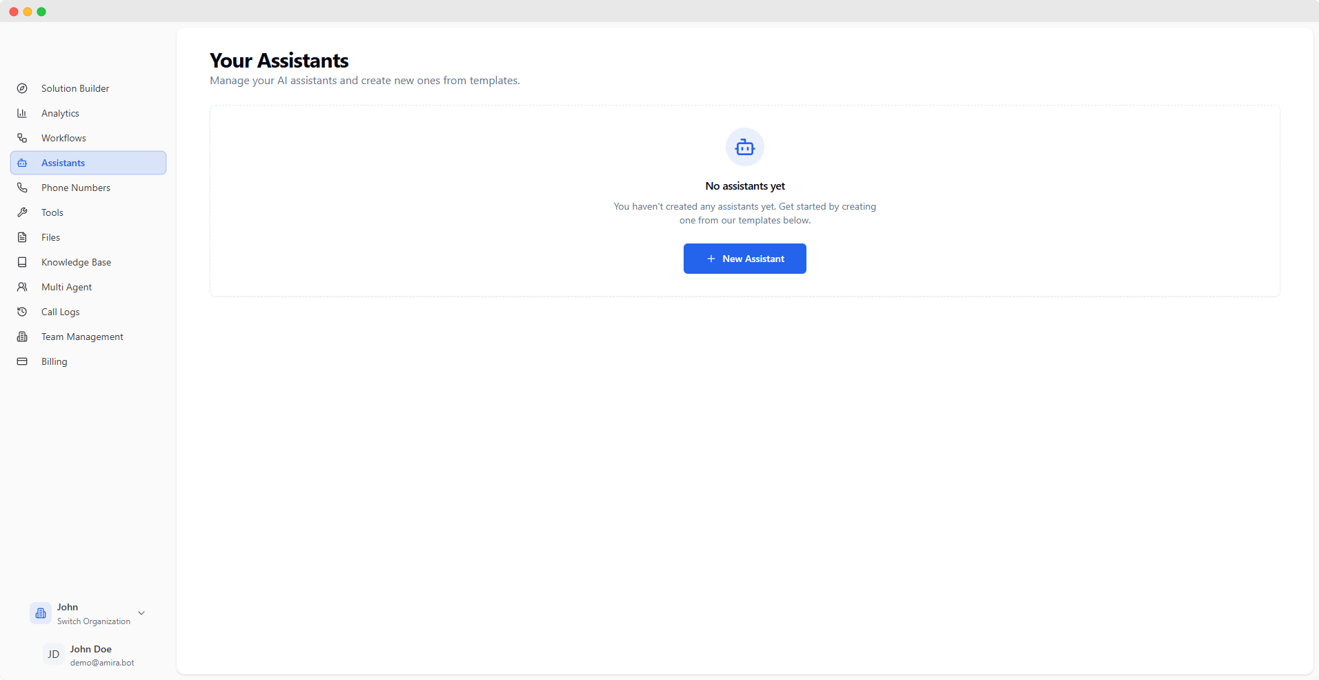 Assistants Dashboard Overview