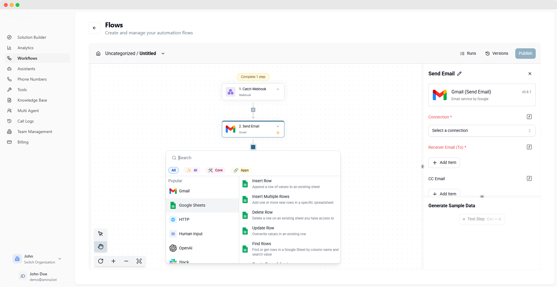Visual Workflow Builder