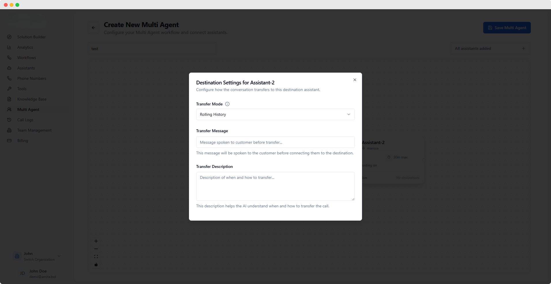 Transfer Settings Dialog