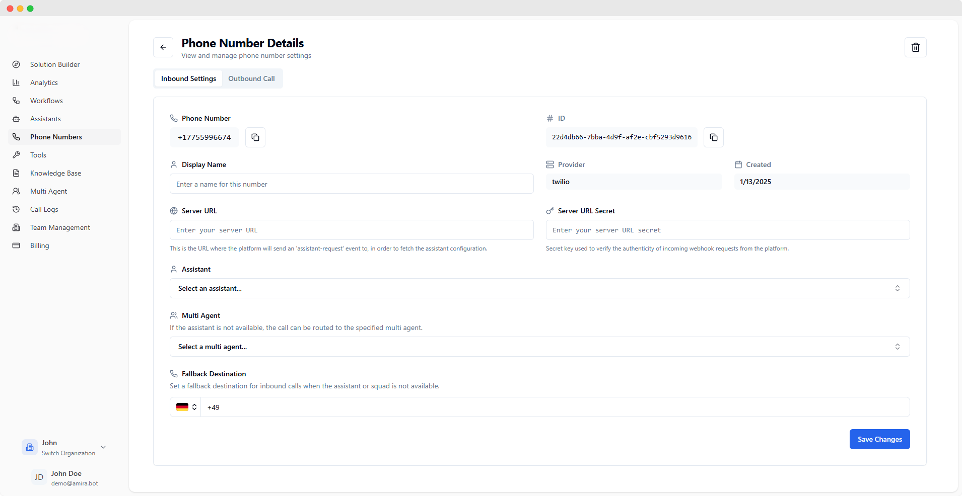 Inbound Call Configuration