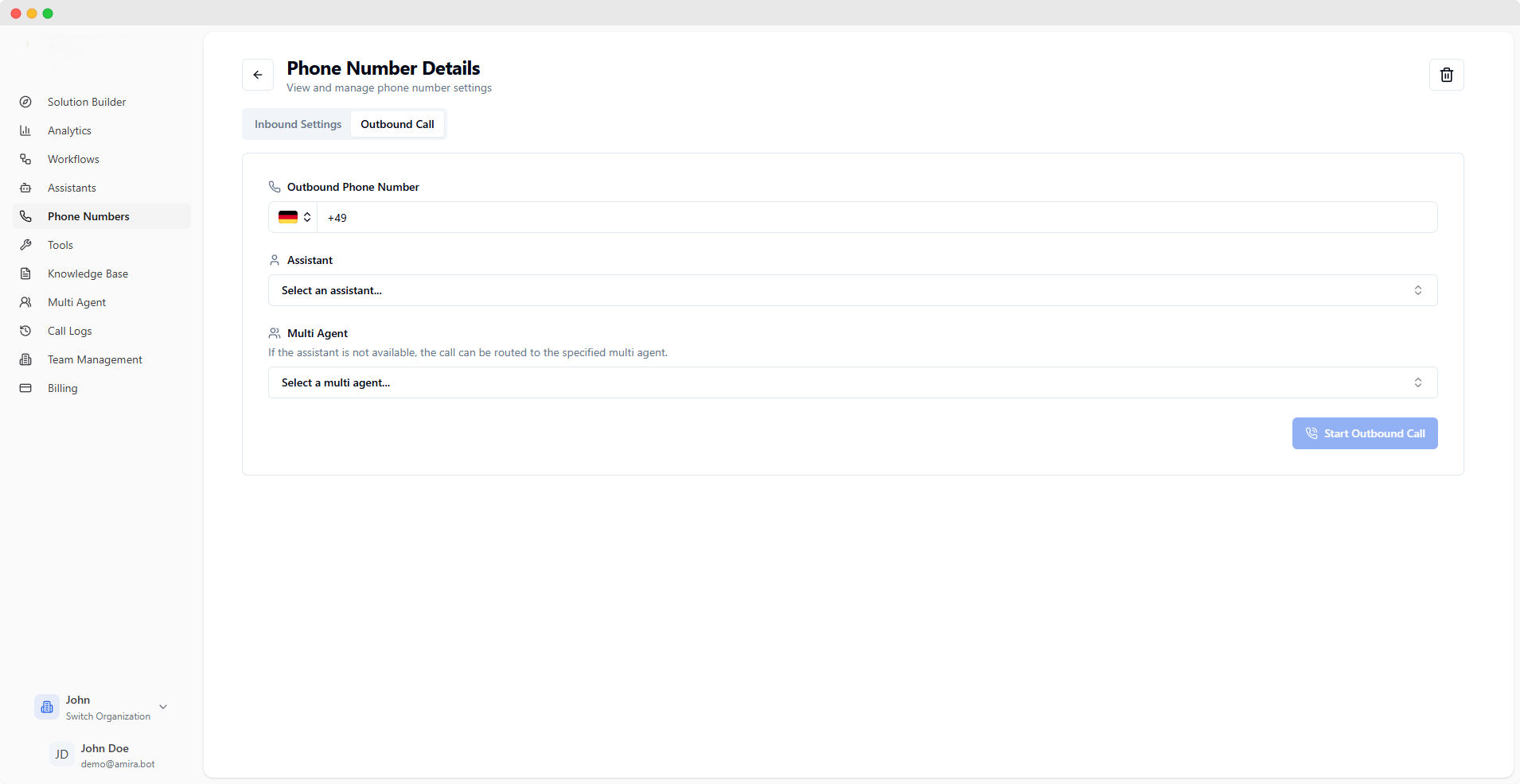 Outbound Call Configuration