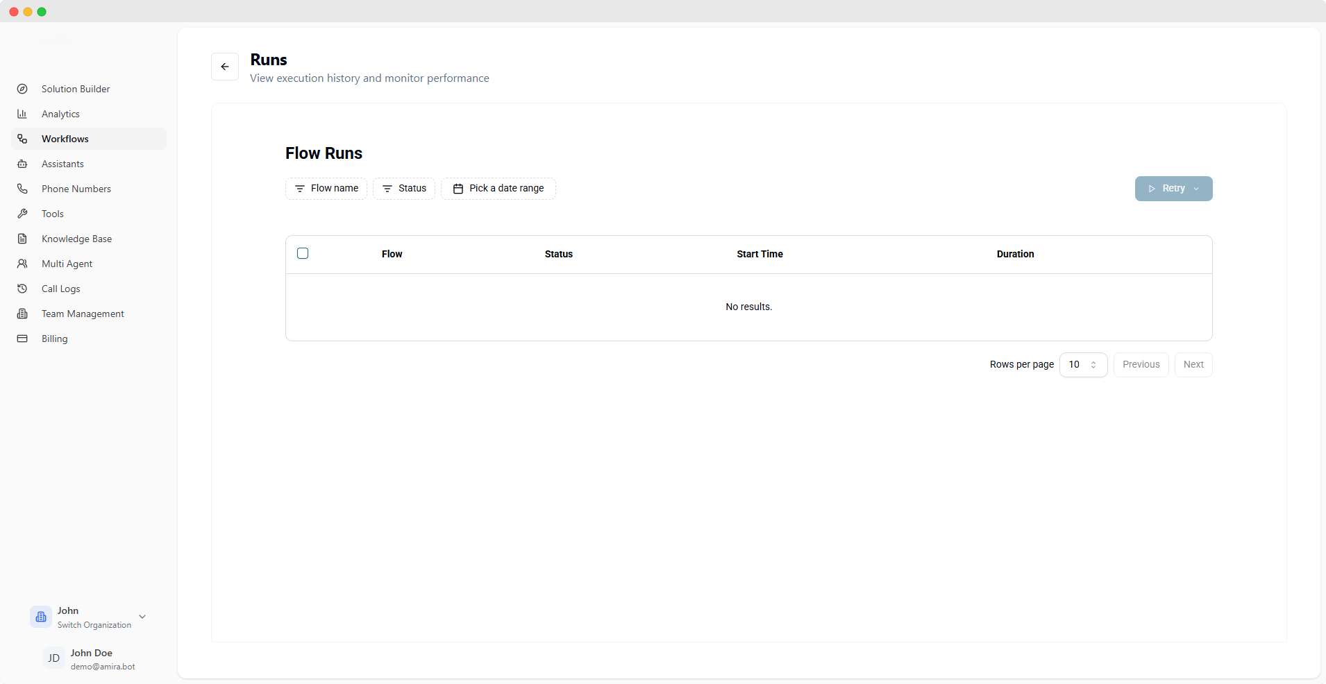 Workflow Execution History